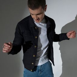 Hubberholme Men Black Solid Denim Jacket-picture-7