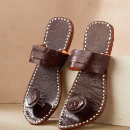 fabindia fashion Fabindia Women Brown Leather Flats-picture-13