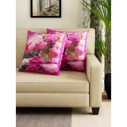 Swayam Pink Square Printed Cushion Covers (Pack of 2) (16x16 Inches) image 1