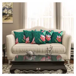 Sej By Nisha Gupta Floral Premium 16 By 16 Cushion Covers Pack of 5 - Green-image-81
