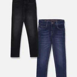 Tales & Stories Pack Of 2 Solid Jeans - Black Dark Blue-picture-39