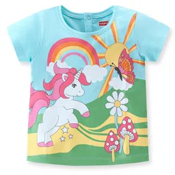 Babyhug 100% Cotton Knit Half Sleeves T-Shirt with Unicorn Graphics - Multicolour-picture-36