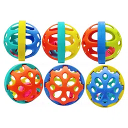 FunBlast Ball Shaped Rattle and Teether Toy for Babies  6 Balls-image-22