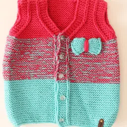 Woonie Hand Knitted Sleeveless Bow Embroidered & Colour Blocked Sweater Vest - Blue-picture-20