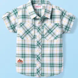 Babyhug Cotton Woven Half Sleeves Checkered Shirt with Patch - White-picture-17