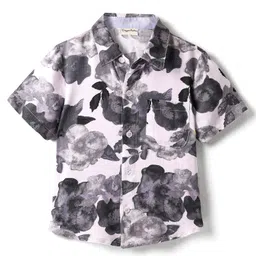 CrayonFlakes Rayon Half Sleeves Floral Printed Shirt - Off White-image-55