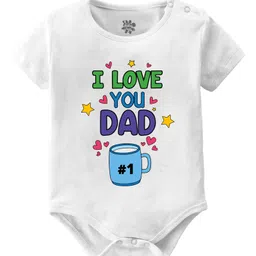 Baby Buzz 100% Cotton Fathers Day Theme Half Sleeves I Love You Dad Text Printed Onesie - White-picture-27