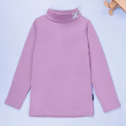 Kiddopanti Cotton Lycra Knit Full Sleeves Smiley Patch Detailed Skivi Tee - Dark Lilac-picture-34