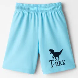 kookie kids india Kookie Kids Single Jersey Knit Above Knee Length Shorts With Dino Print - Light Blue-picture-29