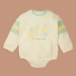 My Milestones 100% Cotton Knit Full Sleeves Castle Printed Onesie - Ecru-picture-12