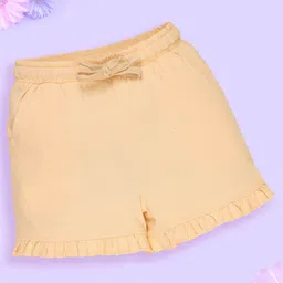 Kiddopanti Cotton Pack Of 2 Solid Shorts - Sand & Pink image 3