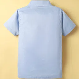 Dapper Dudes Half Sleeves Leaves Embroidered Shirt - Blue image 2