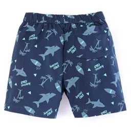 Honeyhap Premium 100% Cotton Woven Boxers Marine Life Print Pack of 2 - Navy & Sky Blue image 3