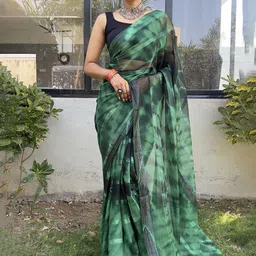 HERE&NOW Tie and Dye Pure Georgette Ready to Wear Jamdani Saree-image-57