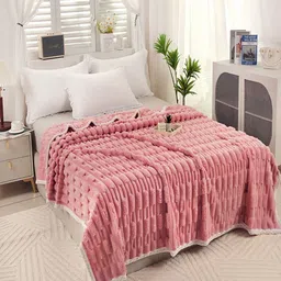 JC HOME Pink Geometric AC Room 400 GSM Double Bed Blanket-picture-35