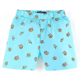 Honeyhap Premium 100% Cotton Woven Boxers Marine Life Print Pack of 2 - Navy & Sky Blue image 4