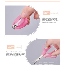 Sparkle Joy 4 in 1 Baby Nail Clipper kit with Cute Case Nail Clipper Scissors Tweezers & Baby Nail File Set for Kids - Pink image 4