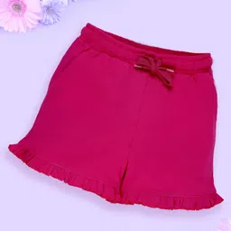 Kiddopanti Cotton Pack Of 2 Solid Shorts - Sand & Pink image 5