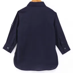 Babyhug Rayon Full Sleeves Pathani Kurta & Pyjama Set Solid Color - Navy Blue image 5