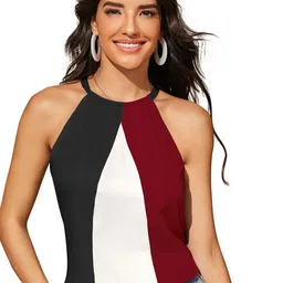 SHOPONBIT Women Colourblocked Round Neck Top image 1