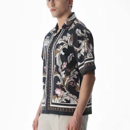 Jack & Jones Jet Black Cotton Oversized Printed Shirt image 4