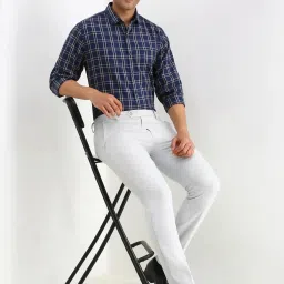 Allen Solly Navy Cotton Slim Fit Checks Shirt image 5