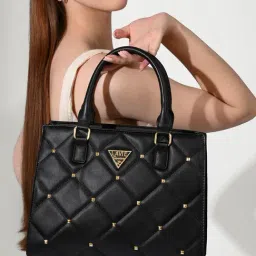 LAVIE Signature Black Quilted Satchel Handbag-image-47