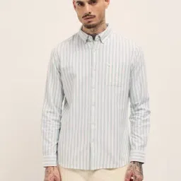 The Bear House Green Slim Fit Stripes Shirt-picture-16