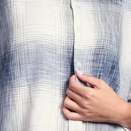 Hancock Beige & Navy Cotton Checks Shirt image 5