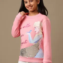 Kidsville Girls Pink Printed Sweatshirt image 3