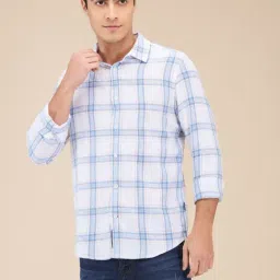 Being Human White Slim Fit Checks Shirt-picture-35