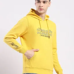 Monte Carlo Yellow Regular Fit Printed Hoodie image 4