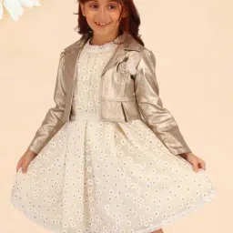 Cutecumber Kids Cream Polyester Dress-image-96