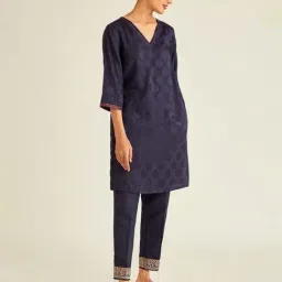 Ancestry Navy Printed Kurta-image-4