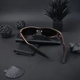 Voyage Black Wraparound Polarised and UV Protected Lens Unisex Sunglasses image 5