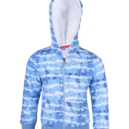 Jockey Kids Blue & White Cotton Printed Hoodie-image-13
