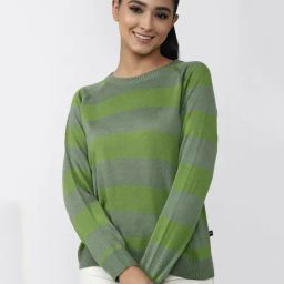 Forever 21 Green Striped Pullover-picture-2