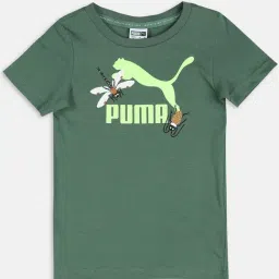 Puma Kids Deep Forest Green Cotton Printed T-Shirt-picture-25