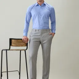 Park Avenue Grey Polyviscose Slim Fit Checked Formal Trosuers image 5