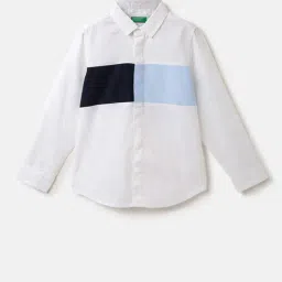 United Colors of Benetton Kids White Color Block Full Sleeves Shirt-image-23