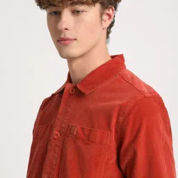 The Bear House Orange Cotton Slim Fit Shacket image 5