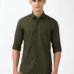 Peter England Green Slim Fit Printed Shirt-image-21
