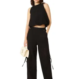 Allen Solly Black Cotton Embroidered Crop Top image 5