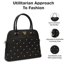 LAVIE Signature Black Quilted Satchel Handbag image 3