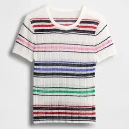 GAP Off White Striped Regular Fit Top image 4