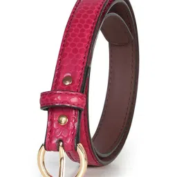Bonjour Red Textured Casual Belt For Women-picture-46