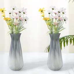Ekhasa Set Of 2 White & Grey Glass Bud Vases image 1