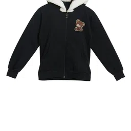 SWEET ANGEL Girls Black Solid Hooded Sweatshirt-picture-32