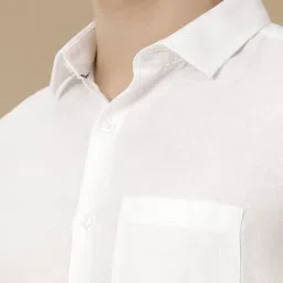 Linen Club White Linen Contemporary Fit Shirt image 5