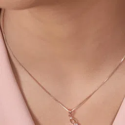 Zavya Butterfly Delicacy Cubic Zirconia Rose Gold Plated Women's Necklace image 5